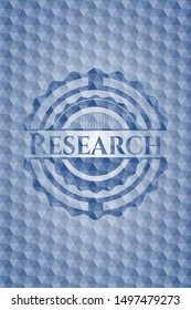 Research blue emblem with geometric background. Vector Illustration. Detailed.