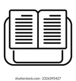 Forschungsbuch-Symbol Umrissvektor. Digitaler Bericht. Computerfinanzierung