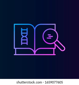 Investigación, libro icono nolan. Línea delgada simple, contorno vectorial de iconos de biología para ui y ux, sitio web o aplicación móvil
