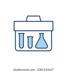 Research Briefcase related vector line icon. Suitcase, portfel, test tube. Isolated on white background. Vector illustration. Editable stroke
