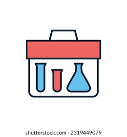 Research Briefcase related vector line icon. Suitcase, portfel, test tube. Isolated on white background. Vector illustration. Editable stroke