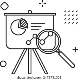 Investigación en el estilo de esquema de icono de negocio detallado