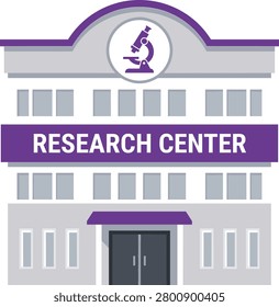Research center building icon, science laboratory institute, medical clinical study facility, university college department architecture, isolated flat illustration