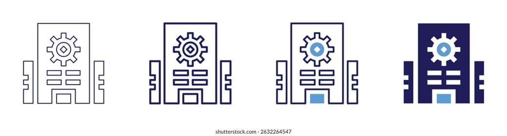 Forschungszentrum Icon in 4 verschiedenen Stilen. Dünne Linie, Linie, Fette Linie, Duotone. Duotone-Stil. Bearbeitbarer Strich.