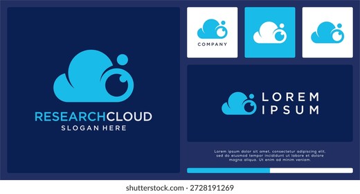 Diseño de logotipo de nube de investigación con bola de ojo.