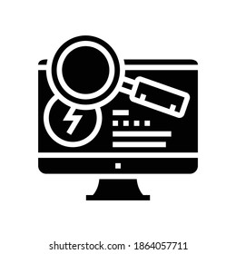 Research Computer Incident Glyph Icon Vector. Research Computer Incident Sign. Isolated Contour Symbol Black Illustration