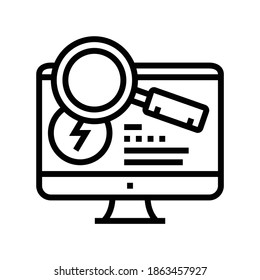 Research Computer Incident Line Icon Vector. Research Computer Incident Sign. Isolated Contour Symbol Black Illustration