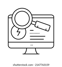 Research Computer Incident Line Icon Vector. Research Computer Incident Sign. Isolated Contour Symbol Black Illustration