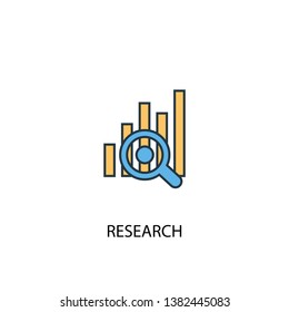 research concept 2 colored line icon. Simple yellow and blue element illustration. research concept outline symbol design