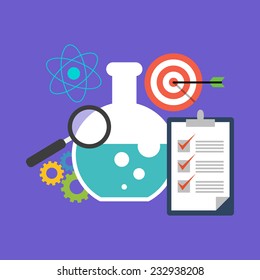 Research concept. Colorful flat design icon.  Vector illustration