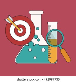 Research concept. Flat design stylish. Isolated on color background.