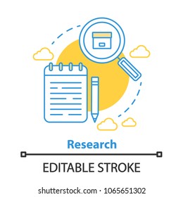 Research Concept Icon. Information Search Idea Thin Line Illustration. Vector Isolated Outline Drawing. Editable Stroke