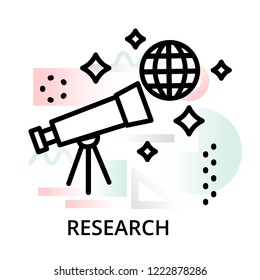 Research concept icon on abstract background from science icons set, for graphic and web design, modern editable line vector illustration
