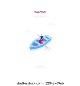 Research concept - modern isometric vector web banner