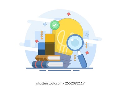 research concept. seeking ideas, solutions, inspiration, innovation and thinking. creativity. brainstorming and collective work. creative personality and finding solutions. company development.