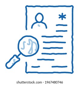 research cv sketch icon vector. Hand drawn blue doodle line art research cv sign. isolated symbol illustration