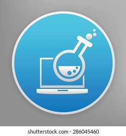 Research design icon on blue button,clean vector