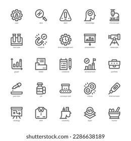 Research and Development Icon pack for your website design, logo, app, and user interface. Research and Development Icon outline design. Vector graphics illustration and editable stroke.