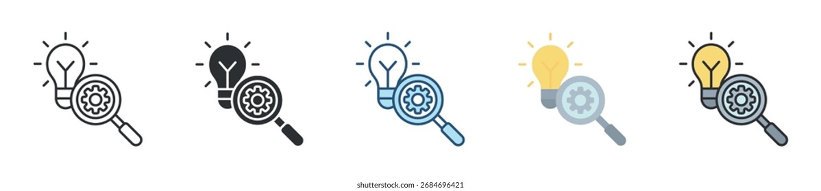 Conjunto de ícones de pesquisa e desenvolvimento Coleção de estilos múltiplos