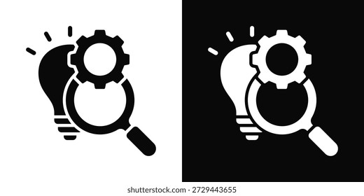 Estilo de fondo blanco y negro del icono de la investigación y desarrollo
