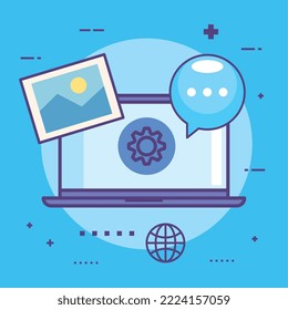 research development in laptop icons