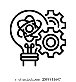 Research and Development Line Icon, Outline Symbol for Scientific Research, Product Improvement, Market Analysis, and Business Innovation. Vector Sign Icon