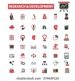 research, development, plan, brainstorm icons, signs vector concept set for infographics, mobile, website, application

