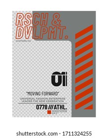 Research and development stylish typography slogan for t-shirt. Abstract design with the blank placement for image content. Vector print, typography, poster. Global swatches.