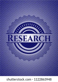 Research emblem with denim high quality background