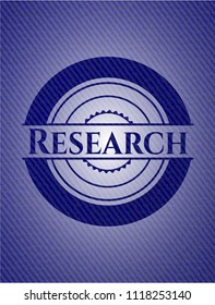 Research emblem with denim texture
