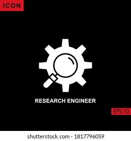 Research engineer vector icon on black background. Illustration flat icon for graphic, print media interfaces and web design.
