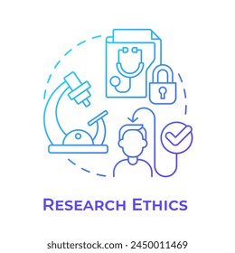 Research ethics blue gradient concept icon. Research participant rights. Confidentiality and security. Round shape line illustration. Abstract idea. Graphic design. Easy to use in presentation