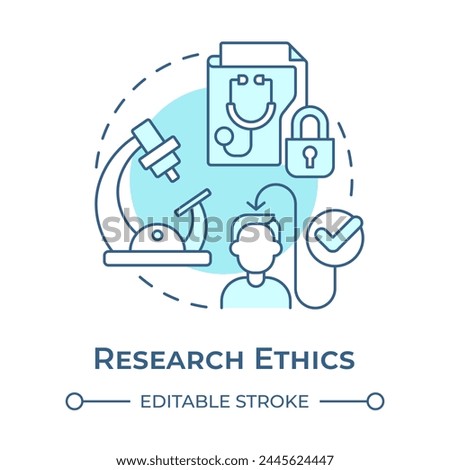 Research ethics soft blue concept icon. Research participant rights. Confidentiality and security. Round shape line illustration. Abstract idea. Graphic design. Easy to use in presentation