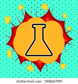 Research flask sign, pop art explosion, vector illustration for design