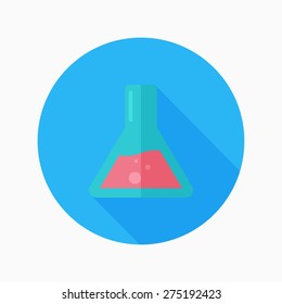 Research flat icon with long shadow on blue circle background , educational concepts , vector illustration