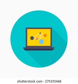 Research flat icon with long shadow on blue circle background , educational concepts , vector illustration