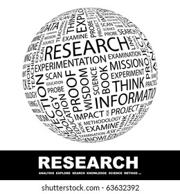 RESEARCH. Globe with different association terms.