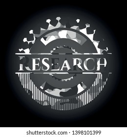 Research grey camo emblem. Vector Illustration.