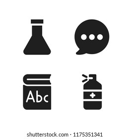 research icon. 4 research vector icons set. chat, medicine and flask icons for web and design about research theme
