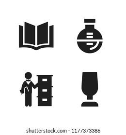 research icon. 4 research vector icons set. book, glass and administration job with archive icons for web and design about research theme