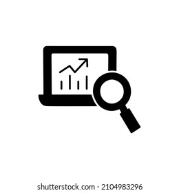 Research Icon in black flat glyph, filled style isolated on white background