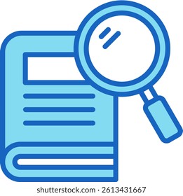 Research Icon Blue Vector Illustration