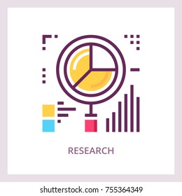 Research icon. Financial data analysis concept. Vector linear pictogram.