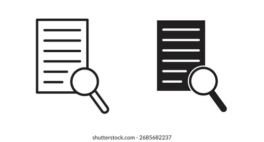 Icono de investigación plana logo en blanco y negro