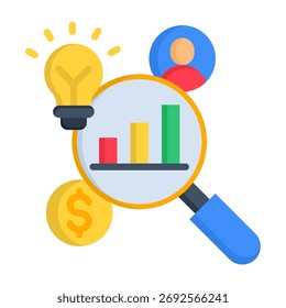 Research Icon Flat Style Vector Illustration