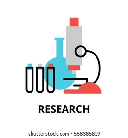 Research icon, flat thin line vector illustration, for graphic and web design.