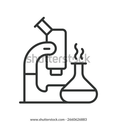 Research, icon in line design. Research, science, data, analysis, experiment, laboratory, magnifying glass on white background vector. Research, editable stroke icon