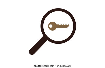  Research icon. Magnifying glass icon, key icon vector sign. Research symbol. Keyword Research icon.