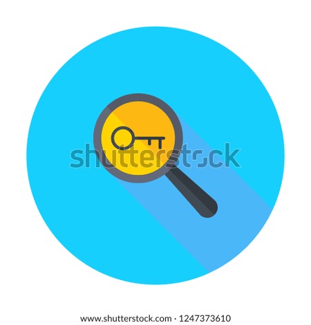 Research icon. Magnifying glass icon, key icon vector sign. Research symbol. Keyword Research icon.