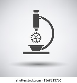 Research Icon on gray background, round shadow. Vector illustration.